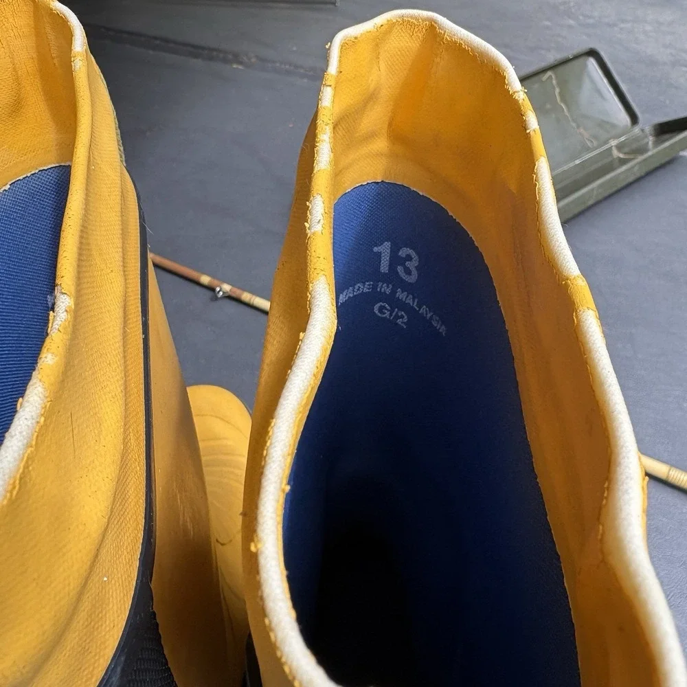 Vtg West Marine Tall Sea Boots Yellow Rubber Offshore Sailing Deck Boots Mens 13